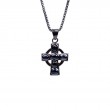 Sterling Silver Sapphire .2ctw Black Rhodium Cross Pendant