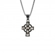 Sterling Silver Raw Diamond .35ctw Black Rhodium Cross Pendant