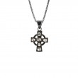 Sterling Silver Raw Diamond .35ctw Black Rhodium Cross Pendant-1