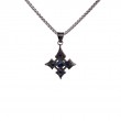 Sterling Silver Small Sapphire .35ctw Black Rhodium Celtic Cross Pendant-1