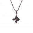 Sterling Silver Small Raw Diamond .15ctw Black Rhodium Celtic Cross Pendant