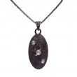 Sterling Silver 3 Raw Diamond .32ctw Black Rhodium Shield Pendant-1