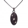 Sterling Silver 3 Raw Diamond .32ctw Black Rhodium Shield Pendant