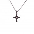 Sterling Silver Raw Diamond .08ctw Black Rhodium Cross Pendant-1