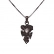 Sterling Silver Trillion Raw Diamond .19ctw Black Rhodium Shield Pendant-1
