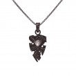 Sterling Silver Trillion Raw Diamond .19ctw Black Rhodium Shield Pendant