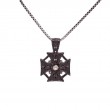 Sterling Silver Raw Diamond .07ctw Black Rhodium Cross Pendant-1