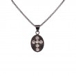 Sterling Silver Raw Diamond .3ctw Black Rhodium Oval Cross Pendant-1