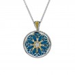 Sterling Silver 10k Yellow Sky Blue Enamel and White CZ Trinity Pendant