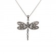 Sterling Silver Rhodium Barked Dragonfly Pendant