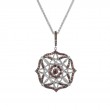 Sterling Silver Rhodium CZ Night & Day Collection Scalloped Pendant