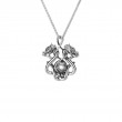 Sterling Silver Cabachon White Topaz Double headed Dragon Pendant Small CZ Eyes-1