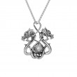 Sterling Silver Cabachon White Topaz Double headed Dragon Pendant CZ Eyes-1