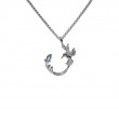 Sterling Silver Rhodium Marquise Blue Topaz Single Hummingbird Small Pendant-1