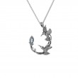 Sterling Silver Marquise Blue Topaz Double Hummingbird Pendant-1