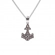 Sterling Silver CZ Thor's Hammer Small Pendant-1