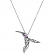 Sterling Silver Amethyst Hummingbird Pendant