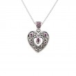 Sterling Silver Double Sided Celtic Open Heart Small Rhodolite Pendant