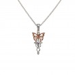 Sterling Silver Rhodium 10k Rose CZ Petite Butterfly Pendant-1