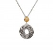 Sterling Silver Rhodium 10k Yellow CZ Round Whirlpool Pendant-1