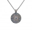 Sterling Silver 10k Sky Blue Topaz & CZ Shield Pendant-1