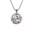 Sterling Silver Ruthenium 10k Rose Path of Life Hammered Pendant-1