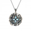 Sterling Silver 10k  Water Element Pendant Sky Blue Topaz