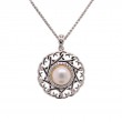 Sterling Silver 10k Fresh Water Pearl & CZ Aphrodite Pendant