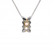 Sterling Silver Rhodium 10k Fresh Water Pearl Rocks 'n Rivers Pendant-1