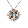 Sterling Silver 10k Sky Blue Topaz & CZ Celestial Pendant