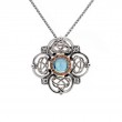 Sterling Silver 10k Bezel Sky Blue Topaz & CZ Celestial Pendant-1