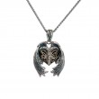 Sterling Silver Oxidized 10k CZ Heart & Wings Aphrodite Pendant-1