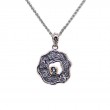 Sterling Silver Oxidized 10k  Sky Blue Topaz & CZ Rocks 'n Rivers Pendant-1