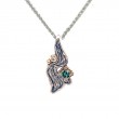 Sterling Silver Oxidized 10k Blue Mystic Moissanite & CZ Rocks 'n Rivers Pendant