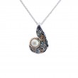 Sterling Silver Oxidized 10k Fresh Water Pearl & CZ Aphrodite Pendant-1