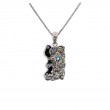Sterling Silver Oxidized 10k Sky Blue Topaz & CZ Rocks 'n Rivers Pendant..-1