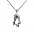 Sterling Silver Oxidized 10k Mystic Blue Moissanite & CZ Rocks 'n Rivers Pendant-1
