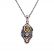 Sterling Silver Oxidized 10k Labradorite & CZ Rocks 'n Rivers Pendant-1