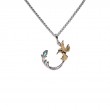 Sterling Silver 10k Marquise Blue Topaz Single Hummingbird Small Pendant