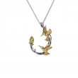 Sterling Silver 10k Marquise Peridot Double Hummingbird Pendant