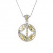 Sterling Silver Rhodium 10k Yellow with Black and White CZ Reversible Bridge Pendant