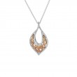 Sterling Silver Rhodium 10k Rose with White CZ Love's Chalice Pendant