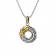 Sterling Silver 10k Gold Head White Sapphire(1.3mm) Small Dragon Pendant-1