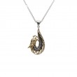 Sterling Silver Oxidized 10k White Sapphire Small Dragon Pendant-1