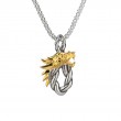 Sterling Silver Oxidized 10k Oval Head Dragon Pendant-1