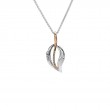 Sterling Silver 10k Rose Trinity Leaf White Sapphire Pendant