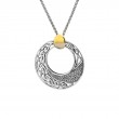 Sterling Silver Oxidized 10k Comet White Topaz Pendant with Gold Bail-1
