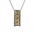 Sterling Silver Oxidized  10k Barked Rectangular Scavaig Pendant-1