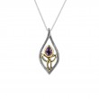 Sterling Silver Oxidized 10k Yellow Trinity Knot Amethyst Petal Pendant