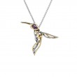 Sterling Silver 10k Amethyst Hummingbird Pendant-1
